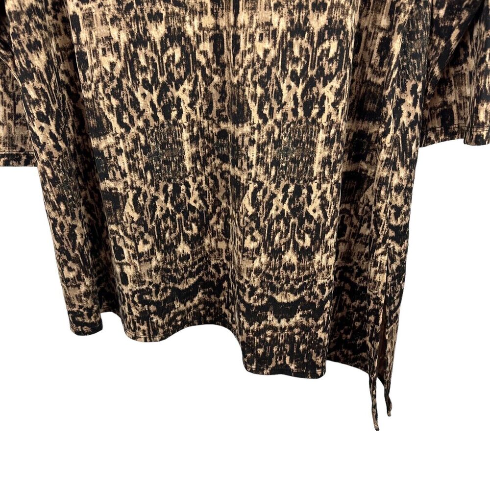 Slinky Brand Tunic Top‎ Women's Size 1X Asymmetric Blouse V Neck Black Brown - Picture 5 of 11